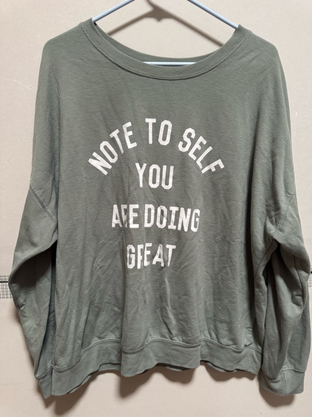 Zoe + Liv Olive Green Crewneck Sweatshirt with White Graphic
